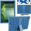 for Urao 10.1 inch Tablet Case, Kids Soft Silicone Cover with Shoulder Strap Stand, for Urao 10.1'' C107 Tablet Case, Dark Blue