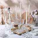 12 Pack Glass Candlestick Holders Set 4.3/6.1'' Taper Stripe Candle Holder Bulk Floral Shape Crystal Decorative Candle Stand Centerpiece for Table Wedding Dining (Clear)