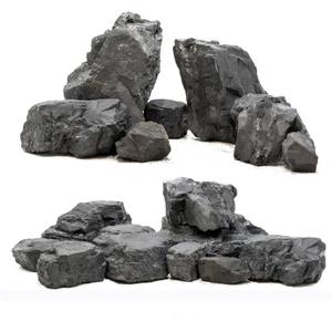 Unocho Aquarium Rocks 10lb Fish Tank Stones Black Rocks for Aquarium Aquascaping Fish Tank Decoration Reptile Basking Platforms Paludarium Bonsai Vivariums (3"-7"-7pcs)