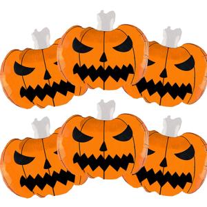2 x 6 Pieces 30 Inches Halloween Pumpkin Foil Balloons Decorations, Large Scary Jack-O'-Lantern Design Mylar Balloons for Spooky Trick-or-Treating, Haunted House, and Halloween Party Supplies