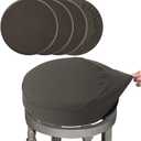 BUYUE 4 Pcs Bar Stool Covers, Luxury Fabric Dia.16-18" Round Stretchy Crease-Resistant Washable Jacquard Dustproof Stool Seat Slipcover, L-Brown-Set of 4