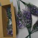 RECUTMS Fake Shrubs Flowers, 12 Bundles Faux Outdoor Plants UV Resistant Artificial Greenery Eucalyptus Flowers Boxwood Springs Fake Plants Indoor Outside Hanging Planter Home Garden Decor (Purple)