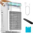 Portable Air Conditioners w/Remote, Mini Air Conditioner, 5400mAh Built-in Battery, 1.2L Water Tank & Ice Box, Auto-off Timer, Evaporative Air Cooler With 3Speeds, Desktop Fan For HomeOutdoors