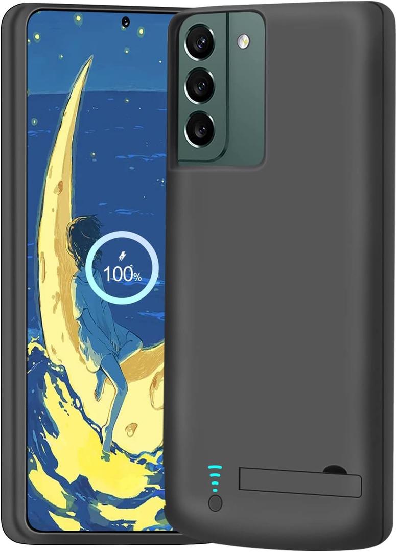 Battery Case for Samsung Galaxy S22, 4800mAh Rechargeable Extended Battery Charging Charger Case, Add 100% Extra Juice, Not Compatible with S22+ or S22 Ultra (6.1 inch) Black