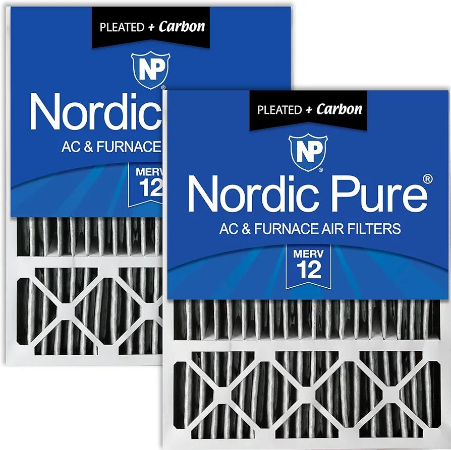 Nordic Pure 20x25x5 (19_7/8 x 24_7/8 x 4_3/8) Honeywell Replacement Air Filters MERV 12 Plus Carbon, Pack of 2
