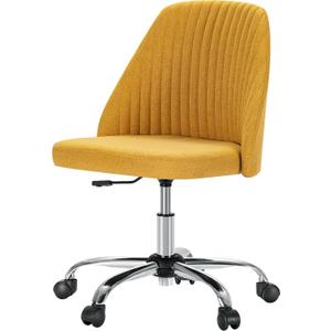 DUMOS Office Desk Chair, Modern Cute Rolling Vanity Swivel Task Chairs with Wheels, Comfortable Back Seat Armless for Home, Bedrooms, Office, Study, Student, Adults, Make-up, Dressing Room, Yellow