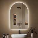Arched Backlit Mirror Bathroom 24"x36"- Frameless LED Bathroom Mirror with Lights, Fogless, Dimmable, 3 Color Changing, Shatterproof, Touch Sensor