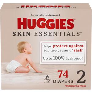 Huggies Size 2 Diapers, Skin Essentials Baby Diapers, Size 2 (12-18 Lbs), 74 Count 