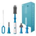 Electric Bottle Brush Cleaner Set, Electric Baby Bottle Brush Cleaner with Rechargeable Electric Bottle Cleaner and Silicone Bottle Brushes and Straw Brush, Automatic Bottle Cleaner Brush (Blue)
