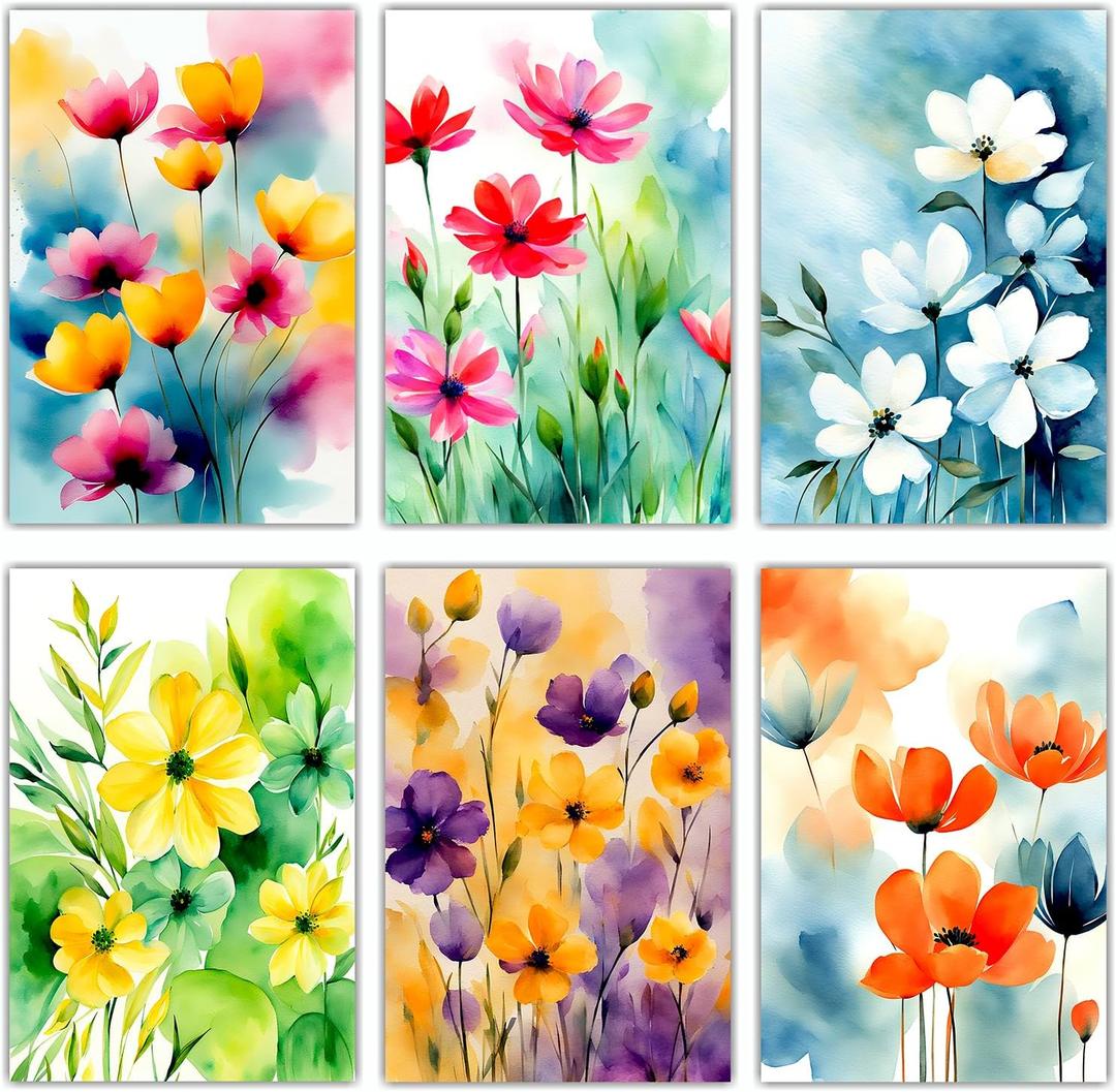 PARTH iMPEX 36 Floral Blank Note Cards With Envelopes - 4 x 6 inch All Occasion Greeting Cards, Watercolor Flowers Sympathy Thank You Notecards and Sealing Stickers