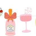 Pre-Strung Champagne Wine and other Drinks Bottles and Glasses Banner, Happy 21st Birthday Decorations for Her, 21 Year Old Party Decor for Women