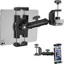 iPad Under Cabinet Mount, Kitchen Tablet Mount Holder, iPad Desk Mount w/Clamp, Aluminum Base&Metal Arm, 360 Rotation, Compatible with 4.7"-12.9" iPad Pro/Air/Mini/Kindles/Galaxy Tab/Phones