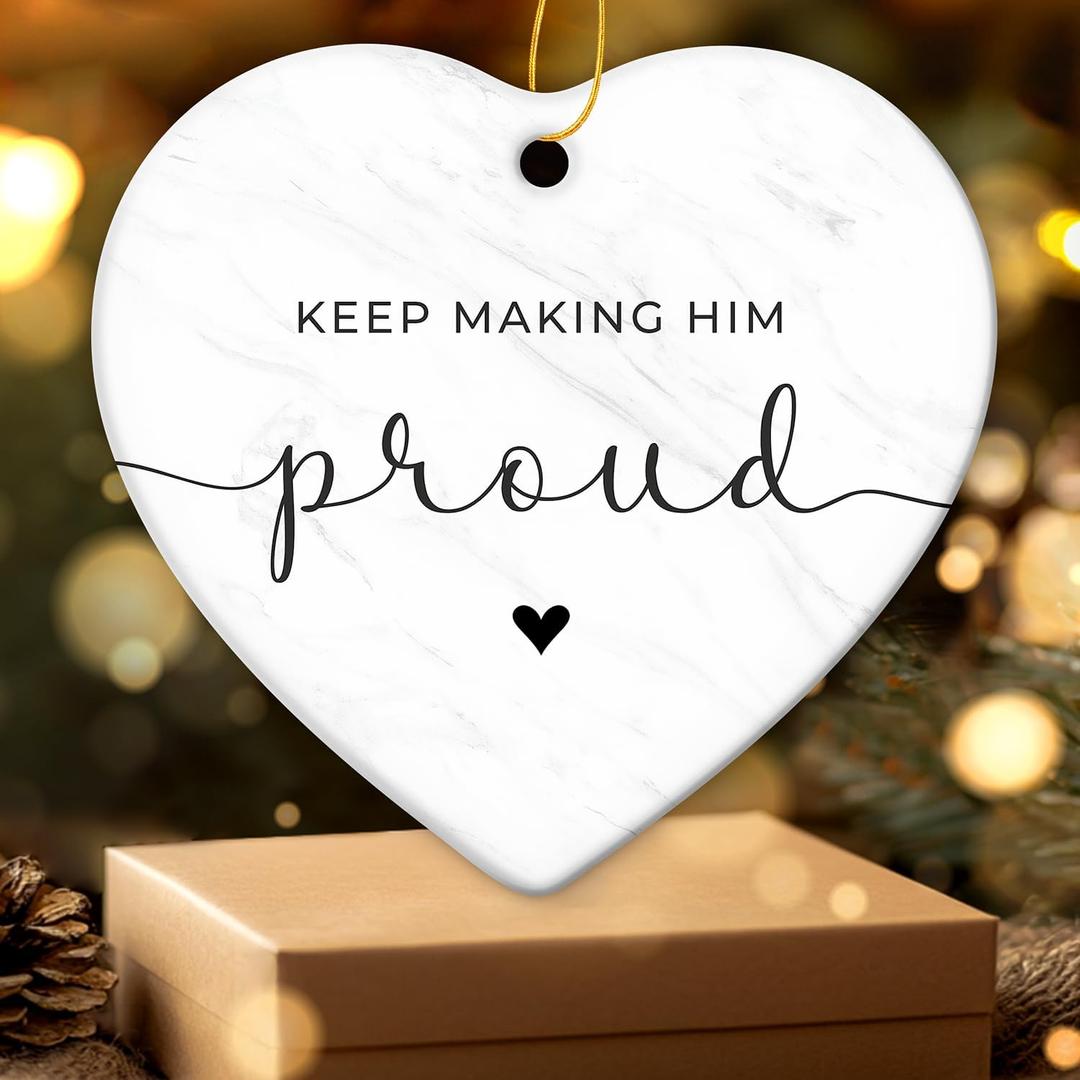 5 x Keep Making Him Proud Memorial Ornament - Memorial Ornaments for Loss of Loved One, Dad, Granddad - in Loving Memory Ornament, Remembrance Gifts, Bereavement Gifts - Ceramic Ornaments
