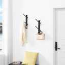 TIOPGHAD 2 Pack Small Vertical Coat Rack Wall Mount, Bamboo Coats Hooks Clothes Holder Hanger for Wall Coat Hat Jacket Clothing Bathroom Robes Entryway (Black)