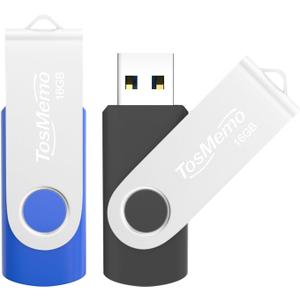 USB Flash Drive 16GB Thumb Drive USB 2.0 Flash Drive Swivel Jump Drive Pen Drive Memory Stick for Data Storage(2 Pack,Black & Blue)