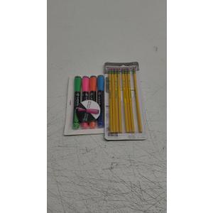 U Brands Liquid Chalk Markers For Blackboard, Chalk Board, and Dry Erase Boards, with Eraser, Assorted Bright Colors, Set of 4 And Dixon Ticonderoga Ticonderoga Wooden Pencil, 0.7mm, #2 Soft Lead, 8/Pack (13852) (X13852)(Pack of 8)