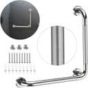 Polished Chrome Angled Grab Bar 16x16 Inch, L-Shaped Grab Bars for Shower