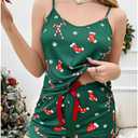 Pajamas Set for Women Sexy Christmas Sleepwear Cami Sleep Sets Christmas Short Pjs Set with Shorts (M)