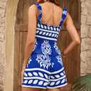 Women's Floral 2 Piece Summer Beach Set Boho Stretchy Straps Square Neck Ruffle Top Shorts with Pocket Set (S)