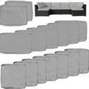 14 Piece Patio Cushion Covers Replacement Waterproof Outdoor Cushion Covers Replacement Patio Furniture Cushion Covers with Zipper 25.6 * 25.6 * 3.9in(Gray (Only Cover))