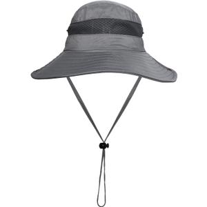 hoyuwak Sun Hat with Wide Brim - Breathable Mesh fischer's hat for Outdoor Activities, Adjustable Chin Strap, Foldable Fishing & Straw Hats for Women & Men, UV Protection, 22-25.6 inch White