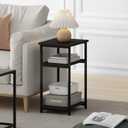 Furinno JUST 3-Tier Metal Frame Telephone Table, Espresso Easy Assembly, Open Shelf, Modern Compact Side Table, Night Stand, Bedside Table, for Living Room, Bedroom 11.73"D x 13.39"W x 22.8"H