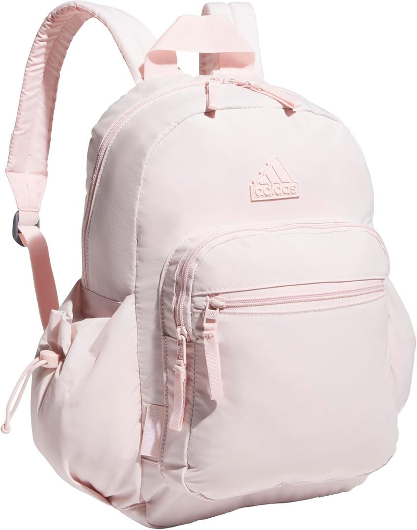 adidas Small Backpack for Women  Weekender Lightweight Bag with Laptop Sleeve, Sandy Pink, One Size