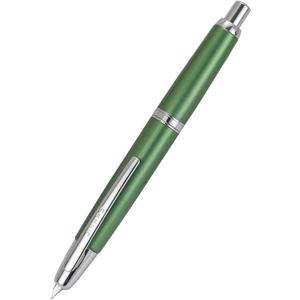 JH10 Press Fountain Pen Fine Nib with Velvet bag, Retractable Blue Metal Ink Pen with Converter Writing (Sea Pine Green-F nib)
