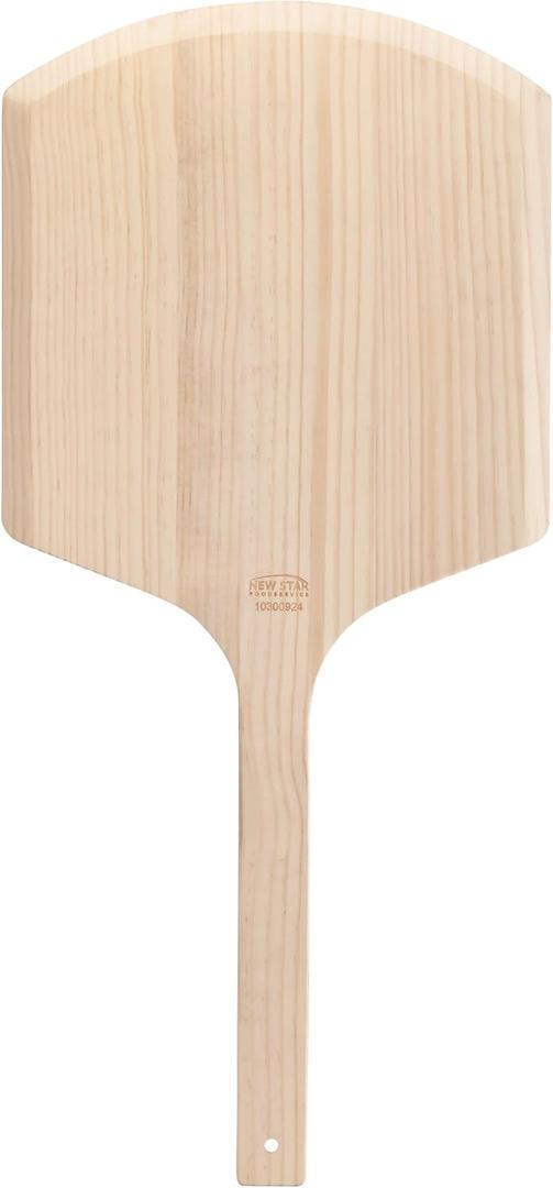 New Star Foodservice Wooden Pizza Peel, 16" x 14" Pizza Paddle with 14" Handle, 16" x 14" x 30"
