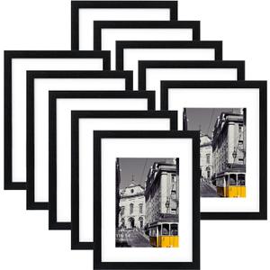 eletecpro 11x14 Picture Frames Set of 10 with Clear Acrylic Cover, Gallery Wall Decor, Displays 8x10 Photos with Mat or 11x14 Without, Horizontal or Vertical Wall Mount, Black