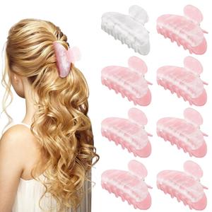 8 Pack Bridesmaid Proposal Gifts Acrylic Hair Claw Clips 3.3 Inch Cute Claw Clips Barrettes Bachelorette Party Wedding Bridal Bridesmaid Women Girls Hair Accessories (White&pink)