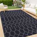 Smiry Outdoor Rug 6x9 ft, Waterproof Reversible Plastic Straw Rugs, Boho Outdoor Area Rug, Outside Floor Mat for Patio, Backyard, Deck, Picnic, Beach, Camping, Dark Grey