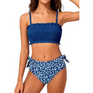MIGU Girls Swimsuit 14-16 Bikini Sets Blue Girl Swim Suit Adjustable Straps Teen Girls Bathing Suit with Chest Pad 2 Piece Tween Swimwear