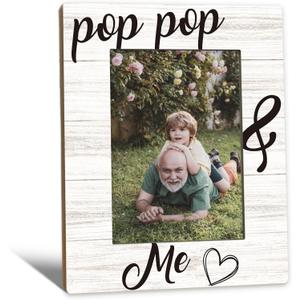 Fathers Day Pop Pop Picture Frames - Grandpa Photo Frame, Grandpa Gifts for Father's Day Birthday from Grandkids Grandchildren, PopPop and Me Grandfather Picture Photo Frames for Home Bedroom Decor, 5x7