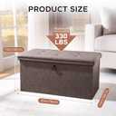 30 Inches Storage Ottoman Bench, Foldable Foot Rest with Rivet Design, 15 x 30 x 15 Inches, End of Bed Bench Footstool, Storage Chest, Load up to 330 lb, for Living Room, Bedroom, Entryway, Oak Brown