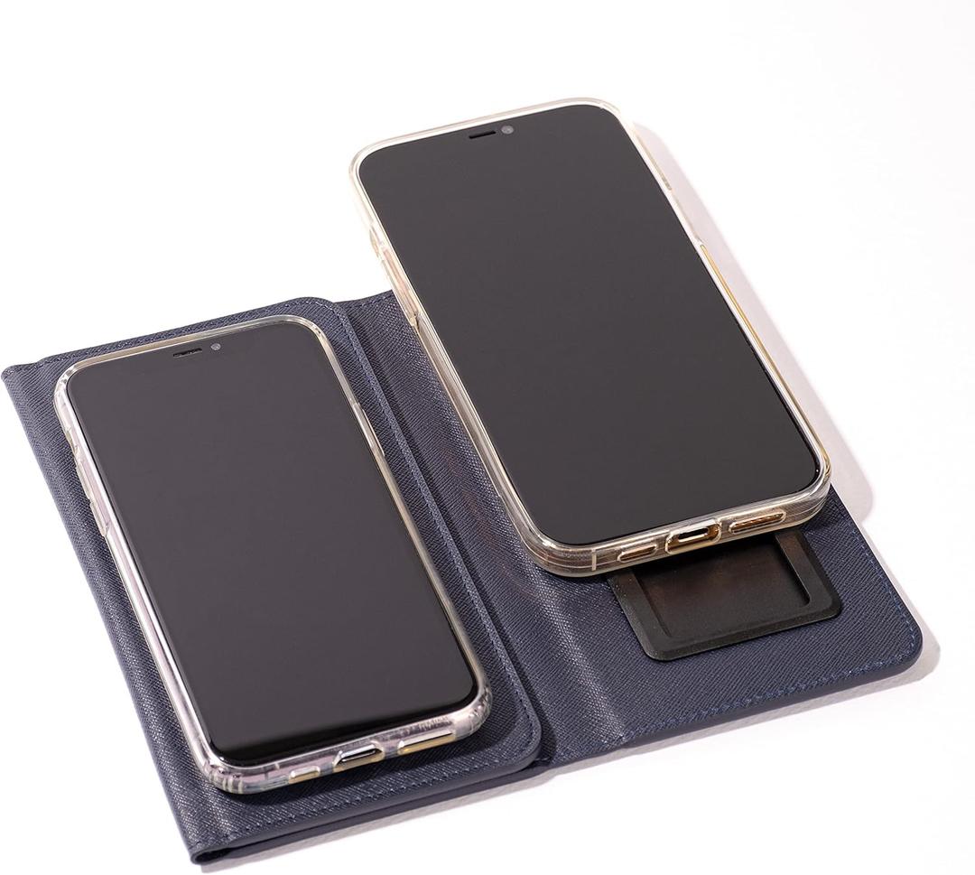 Duo Phone Case for 2 Phones | Multi Purpose Hiquality Leather Cell Phone Case, Cell Phone Wallet | Folding Variation | All Phone Types Available | iPhone, Galaxy, Motorola, etc | (Navy)