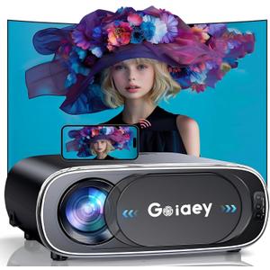 1200 ANSI 4K Projector with WiFi and Bluetooth, Auto Focus Auto Lens Cover Goiaey Outdoor Projector, Auto Keystone&50%-100% Zoom, Native 1080P Portable Smart Projector for Home and Outdoor use