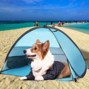 Pop Up Dog Beach Tent,Mini Head Tent,can be Fixed Small Dog Beach Sun Shelters Tent,shelter for cat,Waterproof and Breathable Mobile Phone Stand with Nails (Sky Blue-Breathable-27.5in)