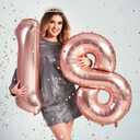 9th Birthday Decorations for Girls, Including 9th Tiara and Sash, Happy Birthday Banner, Cake Toppers, Number Candles and Balloons Set, Rose Gold