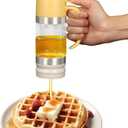 Glass Honey Dispenser No Drip - 10.65 OZ Honey Jar with Handle, Clear Honey Pot Syrup Dispenser for Coffee or Tea, Yellow