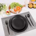 EI 150pcs Black Plastic Plates Frosted Plastic Plate,Premium Heavy Duty Black Plastic Plates,Black Disposable Plates with Plastic Silverware,10.25" Dinner Plates and 7.5" Dessert Plate Wedding Party