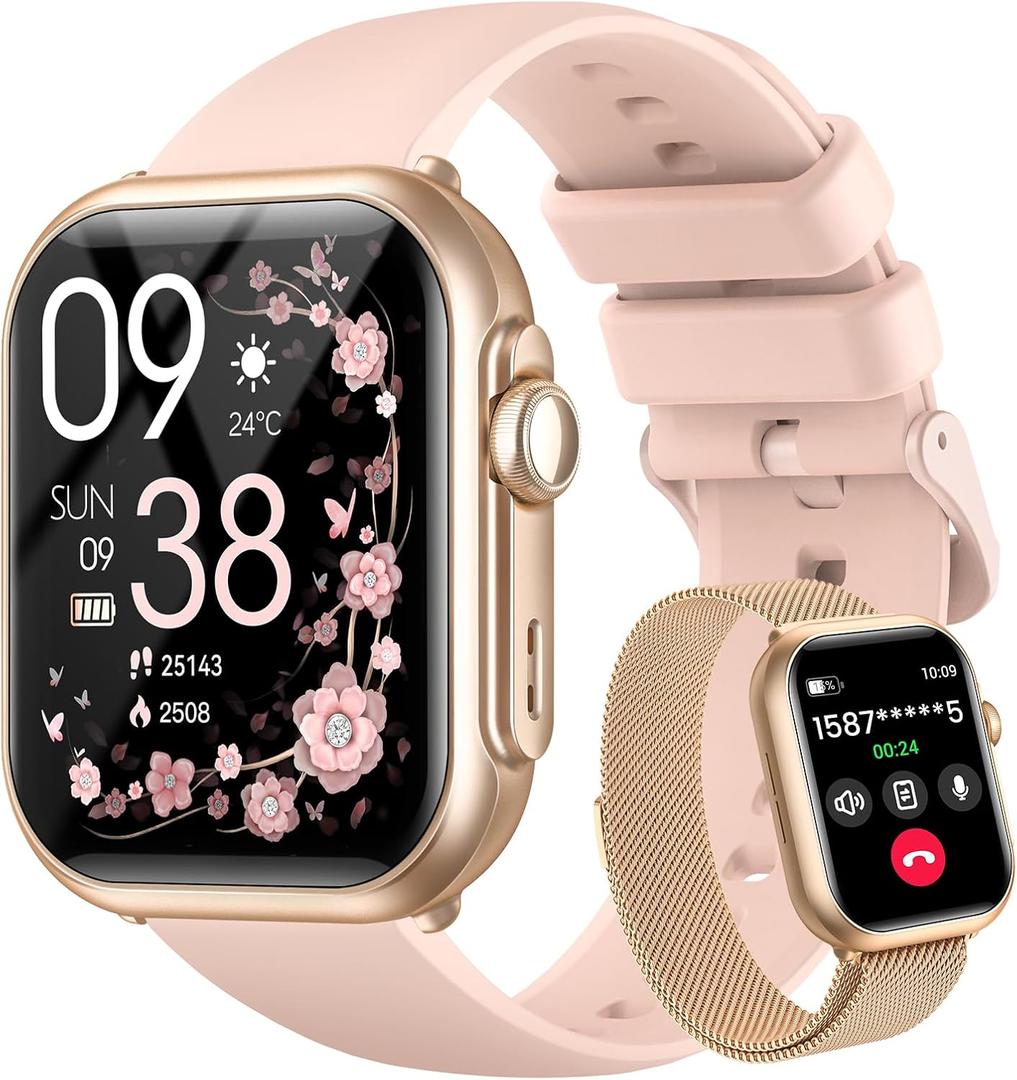 Smart Watch for Women for iPhone&Android: 100 Day+Battery Life, Smart watch(Answer/Make Calls) with 24/7 SpO2 Sleep Heart Rate Monitor,5ATM Waterproof,Fitness Tracker with 120+ Sport,Reloj Inteligente