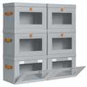 Homsorout Medium Fabric Storage bins - Collapsible Storage Bins with Open Window, 6 Pack Closet Baskets for Shelves, Stackable Decorative Boxes for Home, Dorm, Grey, 13.7"x 9.8" x 9.8"