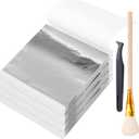Maitys 400 Pcs Imitation Gold Leaf Sheet, for Art Silver Foil Sheet Set with Brush and Nipper for Painting Gilding Picture Frame Sculpture DIY Craft Decoration Furniture, 3.5 x 3.5 Inches(Silver)
