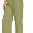 FUNYYZO Wide Leg Pants Women's High Elastic Waisted in The Back Business Work Trousers Long Straight Suit Pants (Green, S)