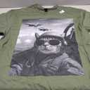 Cool Pilot Cat Selfie Fighter Jets Humor Graphic Cat Lovers T-Shirt Large, 