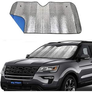 Big Hippo Car Windshield Sun Shade UV Rays Sun Visor Shade,Auto Front Car Window Shades Protector Folded Sun Shield Shade,Keeps Vehicle Cool - Blue (Size: 55.16"X 27.5")