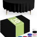 Pureegg Plastic Table Cloth Disposable 10 Pack, 84'' Round Table Cloths, Halloween Party Decorations, Summerween Decor, Halloween Tablecloths, Round, Plastic Cover, Leakproof & Sturdy, Black