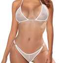 SHERRYLO Sheer Micro Bikini See Through Bikinis Extreme Mesh Slutty Swimsuit Brazilian See Thru G String Thong Bathing Suit (Medium, 17181-white)
