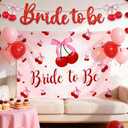 Bride to Be Backdrop Cherry Themed Bridal Shower Decorations Coquette Cherry Banner Balloons Shes Tying the Knot Bachelorette Party Wedding Decor